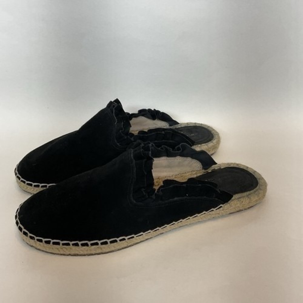 Kate Spade Laila Black Ruffle Slip On Espadrilles Sandals Women 8M China Suedeā